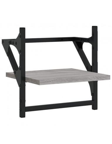 Mensole a Parete con Aste 2pz Grigio Sonoma 30x25x30 cm