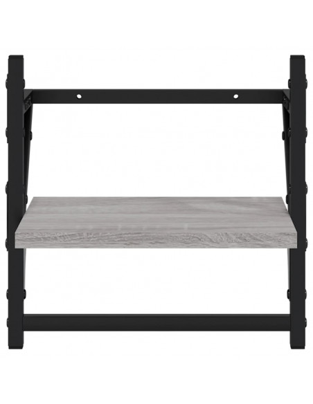 Mensole a Parete con Aste 2pz Grigio Sonoma 30x25x30 cm