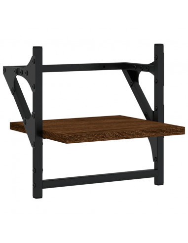 Mensole a Parete con Aste 2pz Rovere Marrone 30x25x30 cm