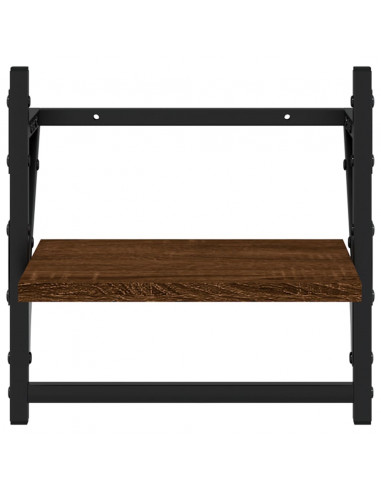 Mensole a Parete con Aste 2pz Rovere Marrone 30x25x30 cm
