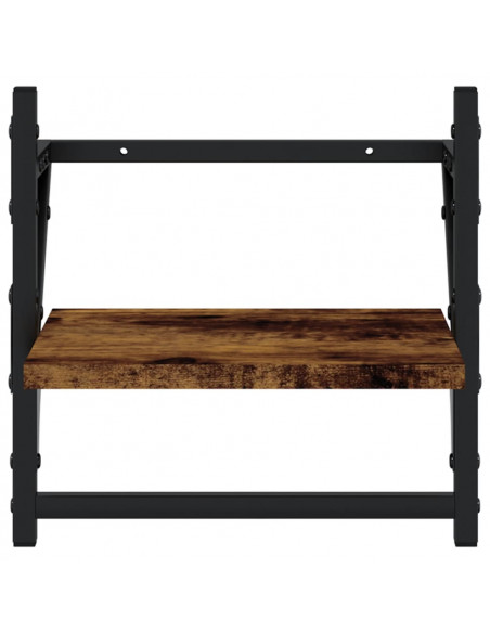 Mensole a Parete con Aste 2pz Rovere Fumo 30x25x30 cm