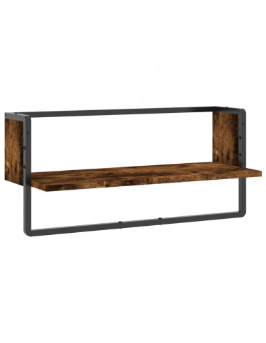 Mensola a Parete con Asta Rovere Fumo 65x25x30 cm