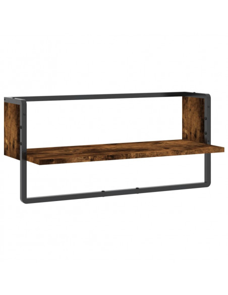 Mensola a Parete con Asta Rovere Fumo 65x25x30 cm
