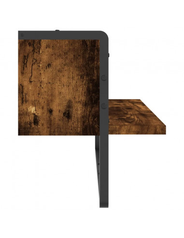 Mensola a Parete con Asta Rovere Fumo 65x25x30 cm