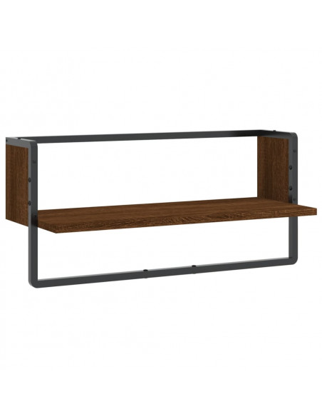 Mensola a Parete con Asta Rovere Marrone 65x25x30 cm
