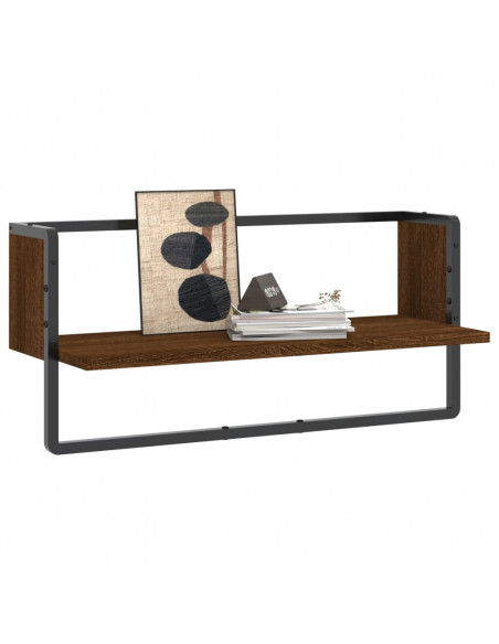 Mensola a Parete con Asta Rovere Marrone 65x25x30 cm