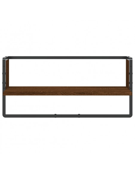 Mensola a Parete con Asta Rovere Marrone 65x25x30 cm