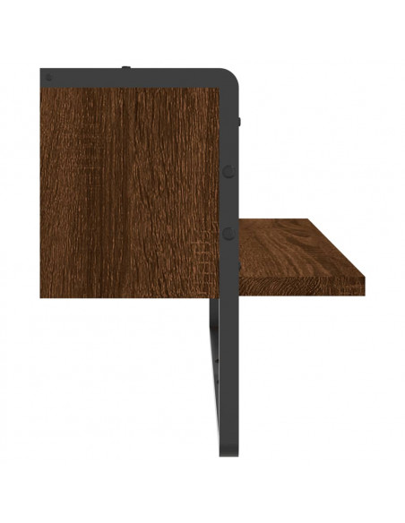 Mensola a Parete con Asta Rovere Marrone 65x25x30 cm