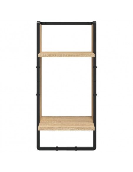 Set Mensole Parete con Aste 4pz Rovere Sonoma Legno Multistrato