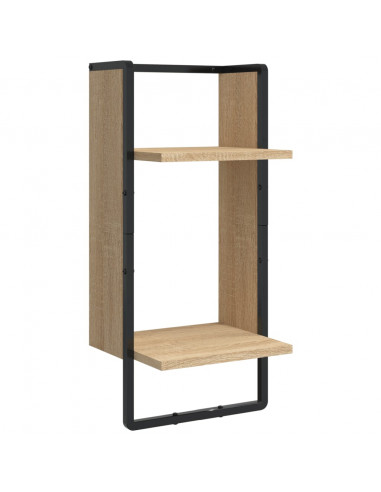 Set Mensole Parete con Aste 4pz Rovere Sonoma Legno Multistrato