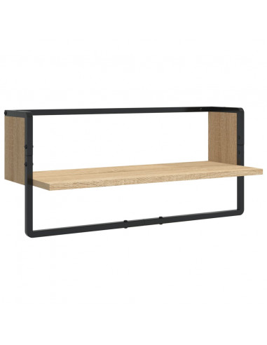 Set Mensole Parete con Aste 4pz Rovere Sonoma Legno Multistrato