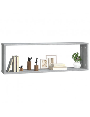 Mensole Cubo Muro 4 Grigio Sonoma 80x15x26,5 Legno Multistrato