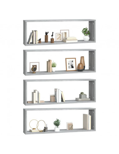 Mensole Cubo Muro 4 Grigio Sonoma 80x15x26,5 Legno Multistrato