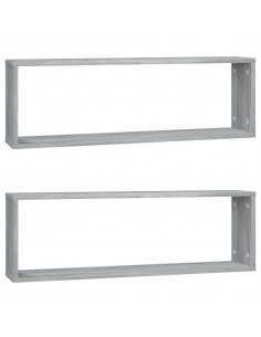 Mensole Cubo Muro 2 Grigio Sonoma 80x15x26,5 Legno Multistrato 2
