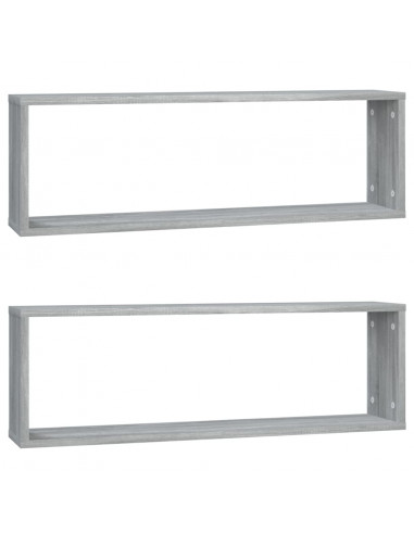 Mensole Cubo Muro 2 Grigio Sonoma 80x15x26,5 Legno Multistrato