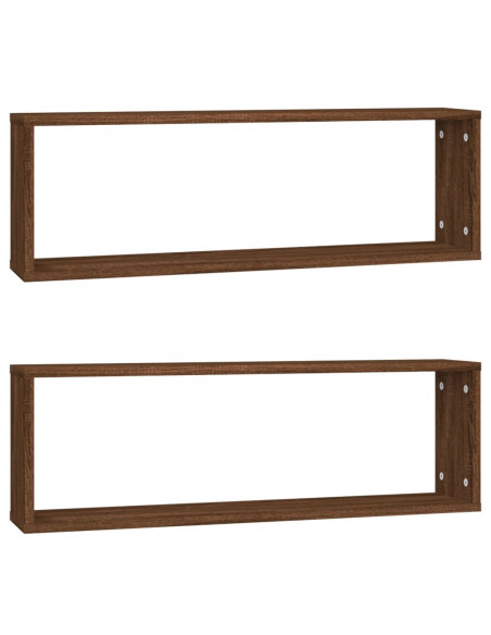 Mensole Muro Cubo 2 Rovere Marrone 80x15x26,5 Legno Multistrato