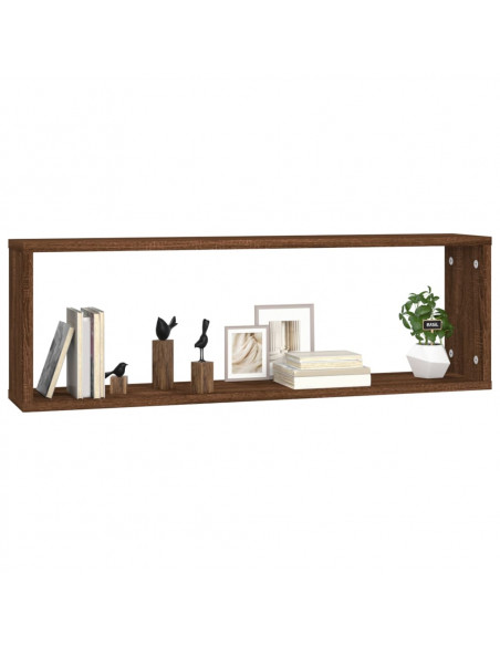 Mensole Muro Cubo 2 Rovere Marrone 80x15x26,5 Legno Multistrato