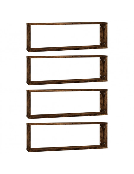 Mensole Muro Cubo 4 Rovere Fumo 80x15x26,5cm Legno Multistrato