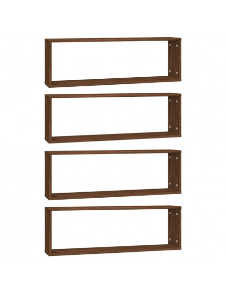 Mensole Muro Cubo 4 Rovere Marrone 80x15x26,5 Legno Multistrato
