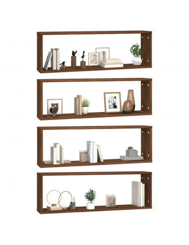 Mensole Muro Cubo 4 Rovere Marrone 80x15x26,5 Legno Multistrato