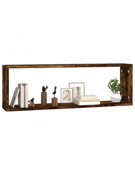 Mensole Parete Cubo 2 Rovere Fumo 80x15x26,5 Legno Multistrato