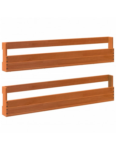 Scarpiere a Parete 2 pz Marrone Cera Legno Massello di Pino