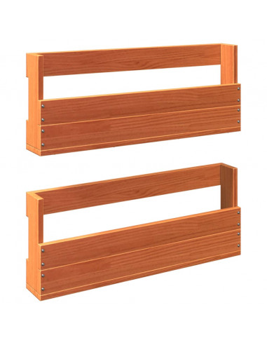 Scarpiere a Parete 2 pz Marrone Cera Legno Massello di Pino