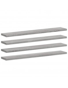 Mensole Parete 4pz Grigio Sonoma 60x10x1,5cm Legno Multistrato 2