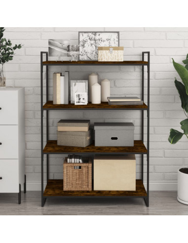 Mensole Parete 4pz Rovere Fumo 80x40x1,5 cm Legno Multistrato