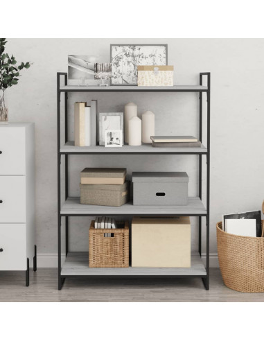 Mensole Parete 4pz Grigio Sonoma 80x40x1,5cm Legno Multistrato