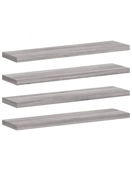 Mensole Parete 4pz Grigio Sonoma 40x10x1,5cm Legno Multistrato