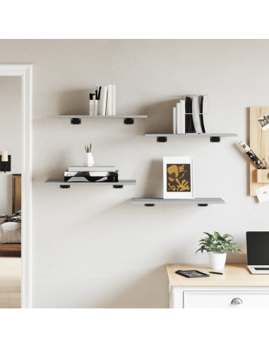 Mensole Parete 4pz Grigio Sonoma 60x30x1,5cm Legno Multistrato