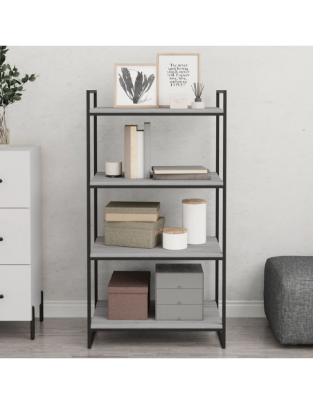 Mensole Parete 4pz Grigio Sonoma 60x40x1,5 cm Legno Multistrato