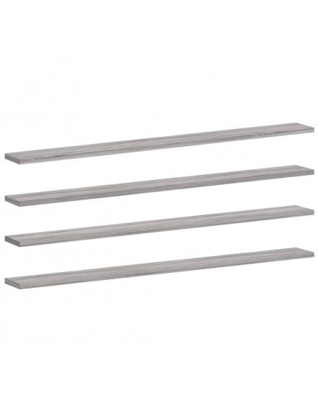 Mensole Parete 4pz Grigio Sonoma 100x10x1,5cm Legno Multistrato