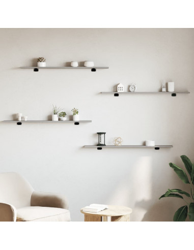 Mensole Parete 4pz Grigio Sonoma 100x10x1,5cm Legno Multistrato