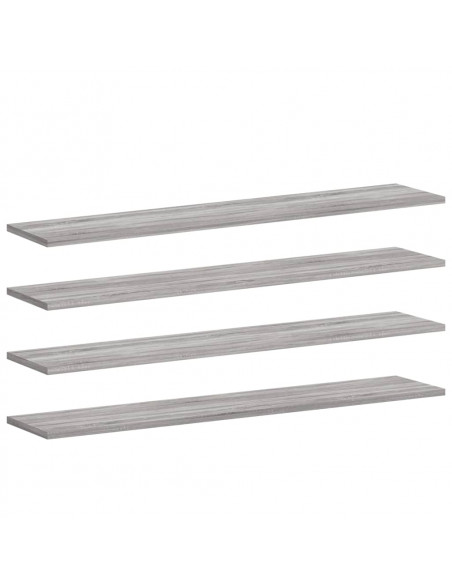 Mensole Parete 4pz Grigio Sonoma 100x20x1,5cm Legno Multistrato