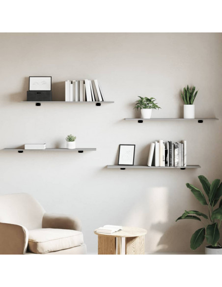 Mensole Parete 4pz Grigio Sonoma 100x20x1,5cm Legno Multistrato