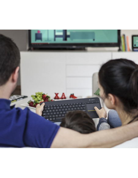 Logitech K400 Plus Tv tastiera Casa RF Wireless QWERTY Spagnolo Nero