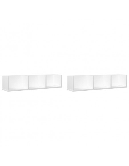 Mobili da Parete 2 pz Bianchi 75x18x16,5 cm Legno Multistrato