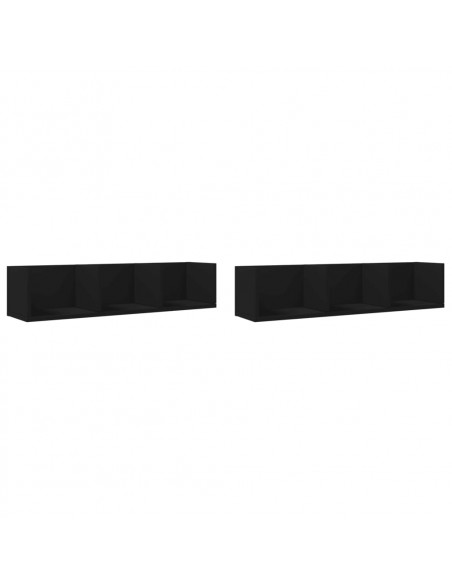 Mobili Parete 2 pz Neri 75x18x16,5 cm in Legno Multistrato