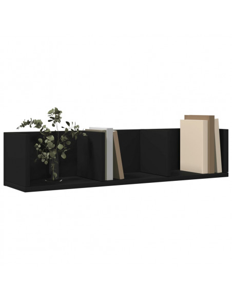 Mobili Parete 2 pz Neri 75x18x16,5 cm in Legno Multistrato