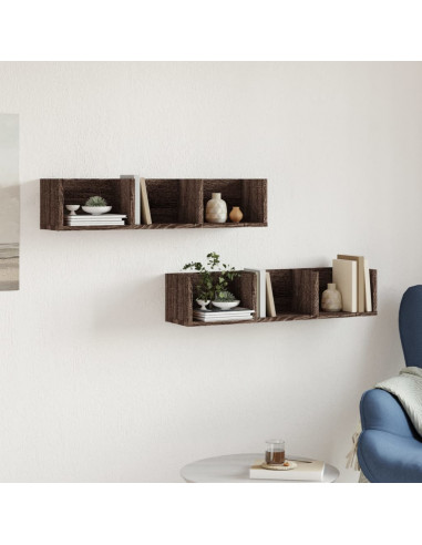 Mobili Parete 2pz Rovere Marrone 75x18x16,5cm Legno Multistrato
