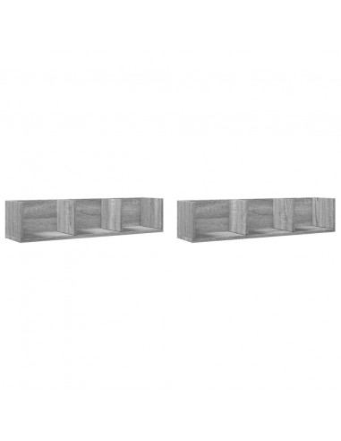 Mobili Parete 2 pz Grigio Sonoma 75x18x16,5 cm in Multistrato