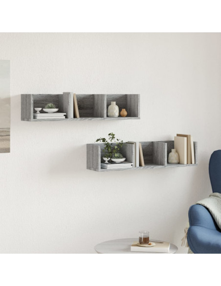 Mobili Parete 2 pz Grigio Sonoma 75x18x16,5 cm in Multistrato
