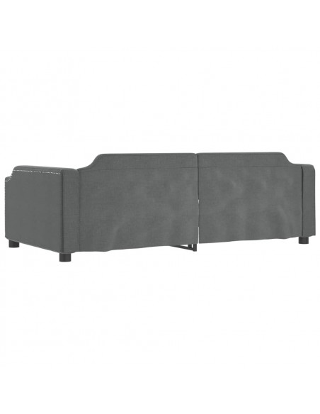 Divano Letto Estraibile Cassetti Grigio Scuro 100x200cm Tessuto