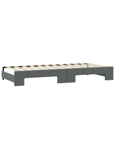 Divano Letto Estraibile Cassetti Grigio Scuro 100x200cm Tessuto