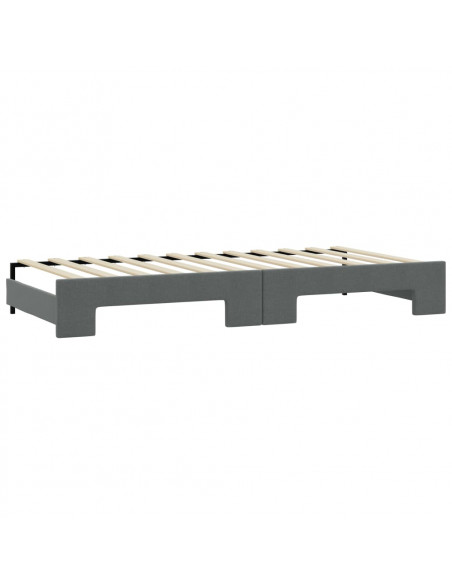 Divano Letto Estraibile Cassetti Grigio Scuro 100x200cm Tessuto