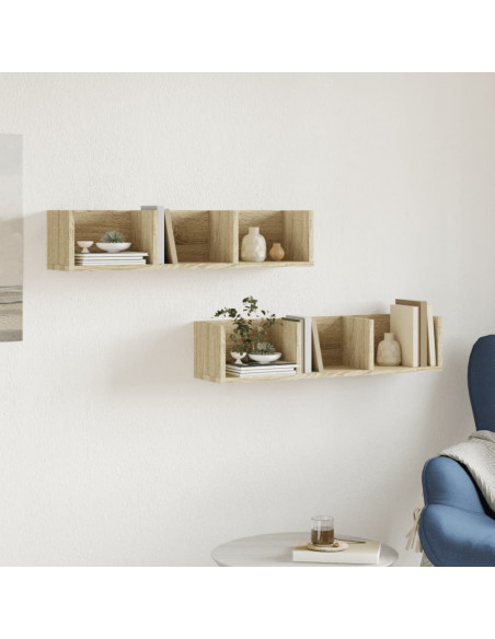 Mobili Parete 2 pz Rovere Sonoma 75x18x16,5cm Legno Multistrato