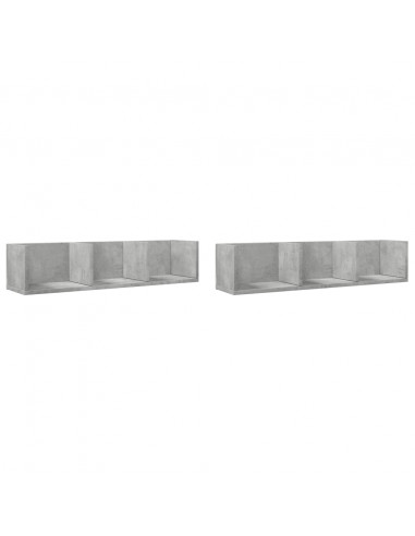 Mobili Parete 2 pz Grigio Cemento 75x18x16,5 cm in Multistrato