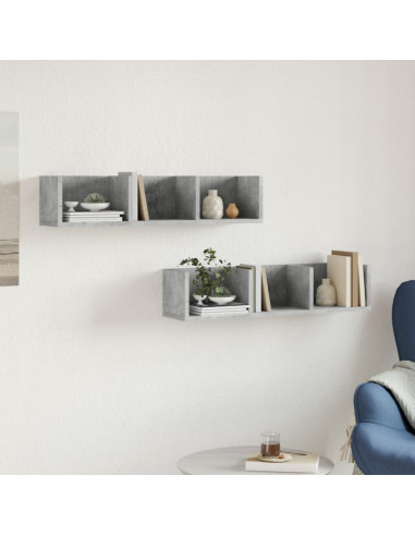 Mobili Parete 2 pz Grigio Cemento 75x18x16,5 cm in Multistrato